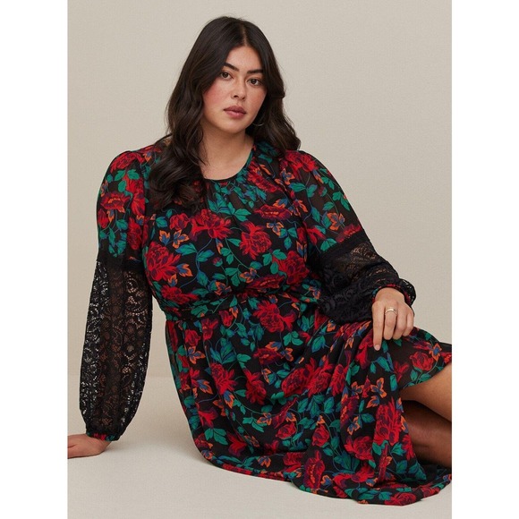 torrid Dresses & Skirts - *Read* Torrid SHEER Maxi Peasant Dress Chiffon Floral *Minus Belt Plus Size 2 2X